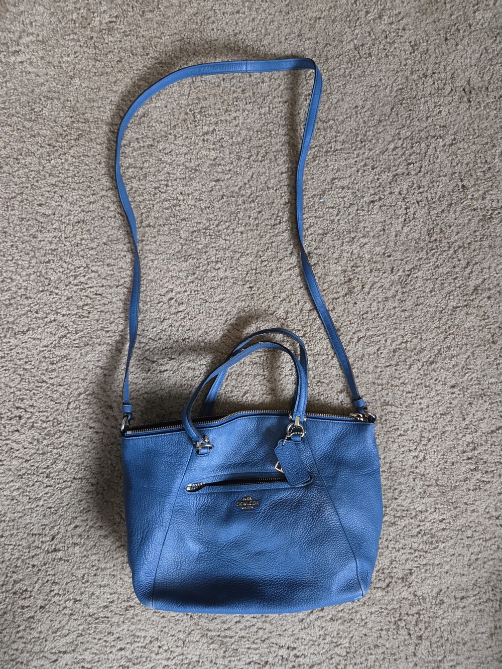 Coach Pebbled Leather Crossbody Bag in Blue